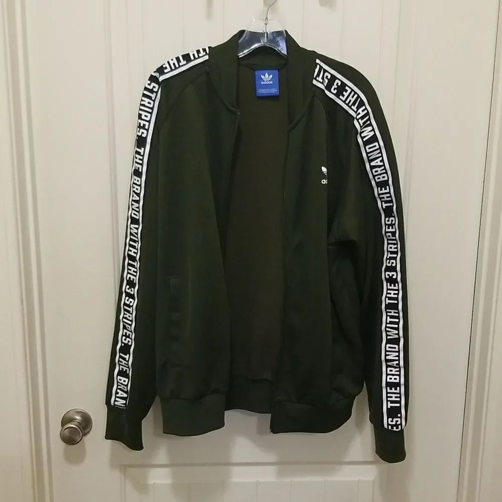Adidas Men's Dark Green Track Jacket Size LARGE